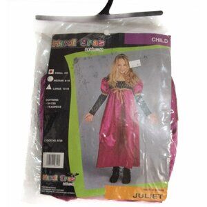 Juliet Mardi Gras Costume Girl Pink Black Empire Dress & Headpiece Set S 4-6 NWT